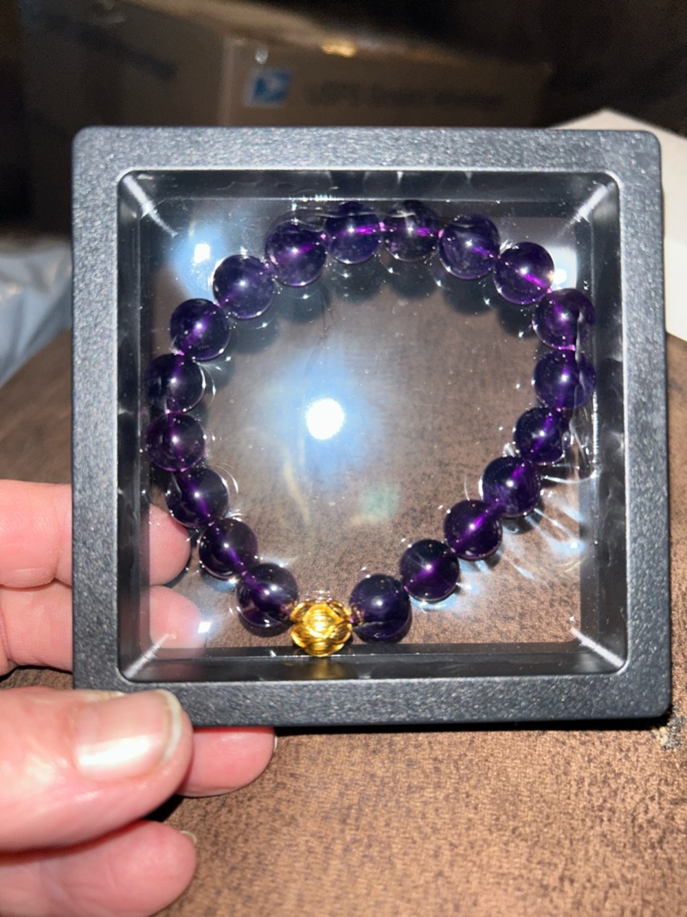 Jasmine Purple Beaded Bracelet with Gold Accent